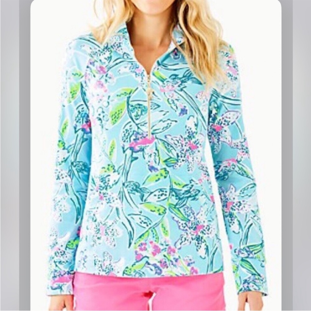 Lilly Pulitzer UPF 50+ Skipper Popover Bali Blue Sway This Way - Picture 2 of 9
